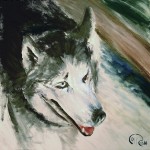 Óleo - Perro lobo